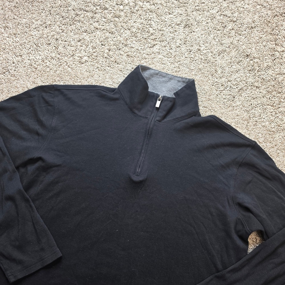 Michael Kors Quarter Zip Pullover Mens Size M Black Cotton Lightweight Mock Neck